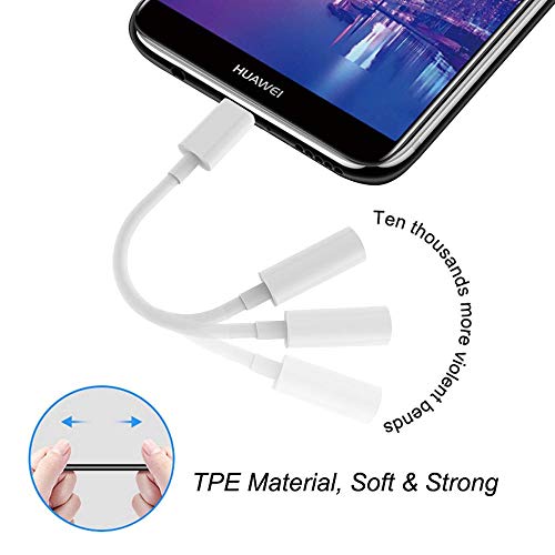 Adaptador USB C a 3.5 mm Cable USB C Type C a 3.5 mm Audio Auxiliar Digital para Auriculares Pixel 2/2XL/3/3XL,Pad Pro,HTC U11,Essential PH-1,Huawei P20.[Soporte de Llamadas y Control de Volumen]