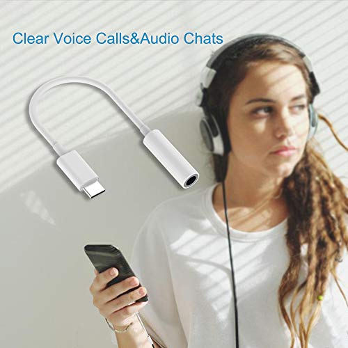 Adaptador USB C a 3.5 mm Cable USB C Type C a 3.5 mm Audio Auxiliar Digital para Auriculares Pixel 2/2XL/3/3XL,Pad Pro,HTC U11,Essential PH-1,Huawei P20.[Soporte de Llamadas y Control de Volumen]