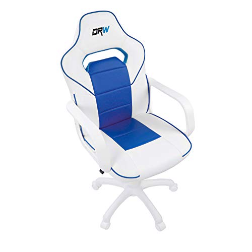 Adec - DRW, Silla de Escritorio, Estudio o Despacho, Sillon Gaming Acabado en Color Blanco y Azul, Medidas: 60 cm (Ancho) x 60 cm (Fondo) x 98-108 cm (Alto)