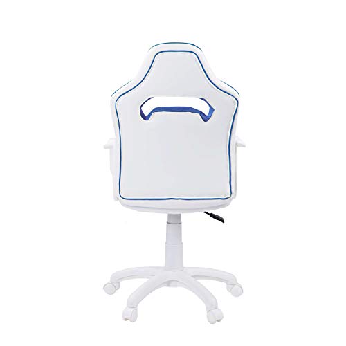 Adec - DRW, Silla de Escritorio, Estudio o Despacho, Sillon Gaming Acabado en Color Blanco y Azul, Medidas: 60 cm (Ancho) x 60 cm (Fondo) x 98-108 cm (Alto)