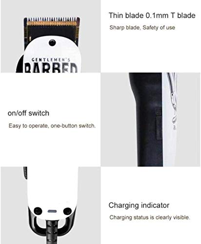 Adecuado para recortar pelo Hair Trimmer cortadora de cabello profesional digital eléctrico recargable sin cuerda de los hombres S ajustable del corte de pelo de cerámica de la lámina Barber Shop-Blan