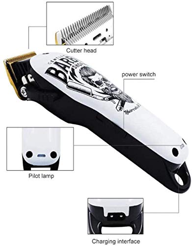 Adecuado para recortar pelo Hair Trimmer cortadora de cabello profesional digital eléctrico recargable sin cuerda de los hombres S ajustable del corte de pelo de cerámica de la lámina Barber Shop-Blan