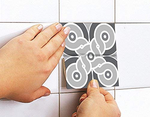 Adhesivos para Azulejos - Paquetes con 32 (20 x 20 cm, Escala Grises | Decoración de Interiores | Azulejos Grises | Vinilos Decorativos Pared | Azulejos para Decoración | Arte de Pared)