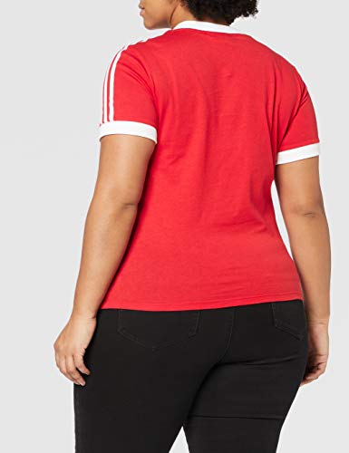 adidas 3 Str tee Camiseta de Manga Corta, Mujer, Lush Red/White, 36