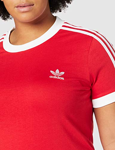 adidas 3 Str tee Camiseta de Manga Corta, Mujer, Lush Red/White, 36