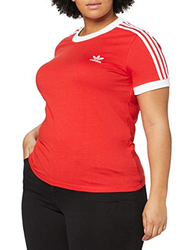 adidas 3 Str tee Camiseta de Manga Corta, Mujer, Lush Red/White, 36
