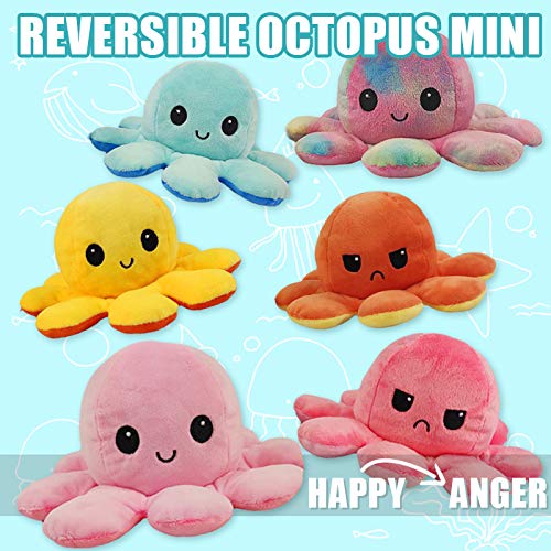 ADJU Muñeca Flip Octopus de Doble Cara, Lindo Pulpo Reversible Peluches Pulpo Reversible Peluches Muñeca niños, Familiares, Amigos