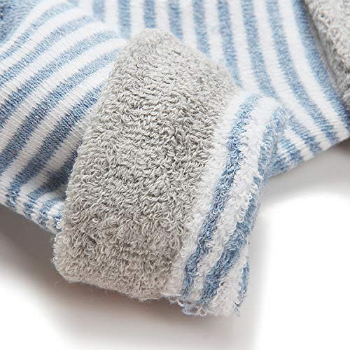 Adorel Calcetines Invierno de Rizo para Bebé Niño Lote de 5 Azul Oscuro 0-6 Meses (Tamaño del Fabricante S)