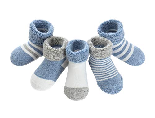 Adorel Calcetines Invierno de Rizo para Bebé Niño Lote de 5 Azul Oscuro 0-6 Meses (Tamaño del Fabricante S)