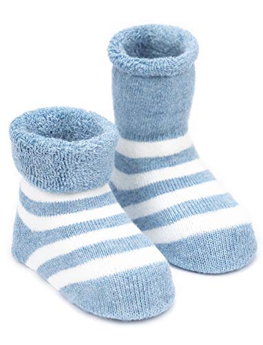 Adorel Calcetines Invierno de Rizo para Bebé Niño Lote de 5 Azul Oscuro 0-6 Meses (Tamaño del Fabricante S)