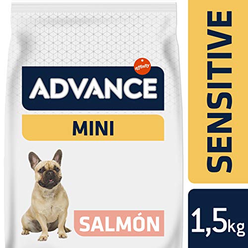 Advance Sensitive Mini - Pienso para Perros de Razas Pequeñas con Sensibilidades Digestivas con Salmón y Arroz - Pack de 1,5kg X 4 -Total 6kg