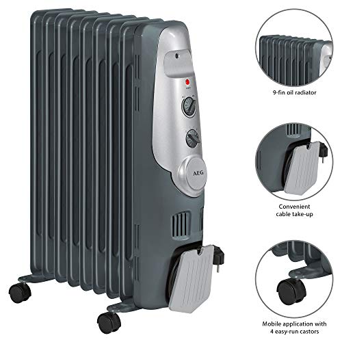 AEG RA 5521 - Radiador de aceite, 2000 W, 9 elementos, termostato, 3 niveles de potencia