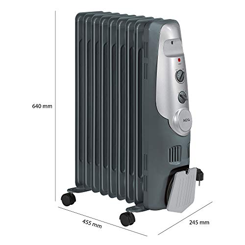 AEG RA 5521 - Radiador de aceite, 2000 W, 9 elementos, termostato, 3 niveles de potencia