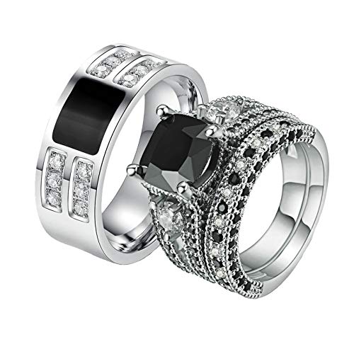 Aeici Anillos Hombre Mujer Anillos Chapado en Oro y Acero Inoxidable Anillo de Plata con Circonitas Apilables Plata Mujer 22 + Hombre 15