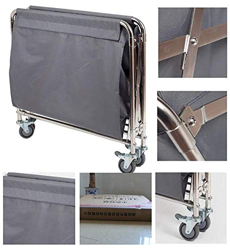 AFDK Médico carro de la herramienta plegable de lino de la compra para el hotel, Servicio de lavandería Clasificador de balanceo Carro con freno de rueda universal, servicio de habitaciones del balan