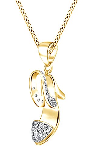 AFFY Plata Fina 925 Plata chapada en Oro Amarillo de 18 K Redonda White Cubic Zirconia