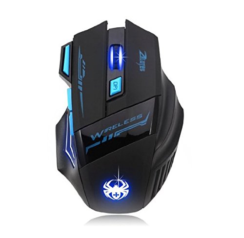 AFUNTA Ratones Zelotes Wireless Gaming Mouse con 7 Botón dpi Ajustable 600/1000/1600/2400 LED para PC Gamer Mac Computer