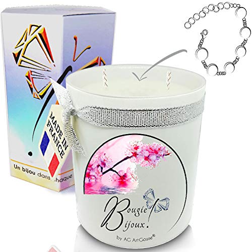 AG Artgosse - Vela con diseño de flor de cerezo y cristales de Swarovski para mujer, ambiente de fiesta de cumpleaños y Navidad