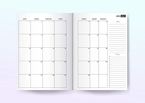 Agenda 2020 2021 A4: Agenda 2020 2021 Grande - Organiza tu día - Julio 2020 a Junio 2021 - Tamaño 21x29,7cm - Din A4 - Agenda 2020/2021 Español - Violeta - Turquesa