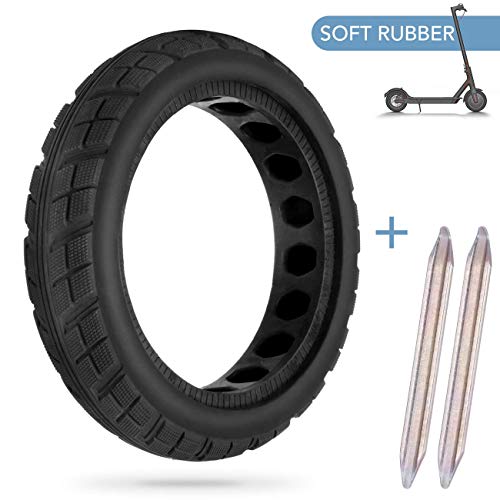 AGPTEK Llanta Libre Reemplazo, Neumático Rueda Macizas para Scooter Eléctrico Xiaomi M365 con 2 pcs Palo de Neumático, Neumático sin Inflación, Negro, 1 Pc