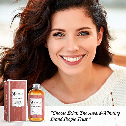 Agua de Rosas Eclat – Tónico Facial Natural Concentrado de Agua de Rosas para Calmar el Enrojecimiento, Reafirmar y Equilibrar la Piel Grasa - Listo para Usar + Con Fragancia Dulce