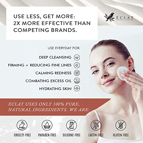 Agua de Rosas Eclat – Tónico Facial Natural Concentrado de Agua de Rosas para Calmar el Enrojecimiento, Reafirmar y Equilibrar la Piel Grasa - Listo para Usar + Con Fragancia Dulce