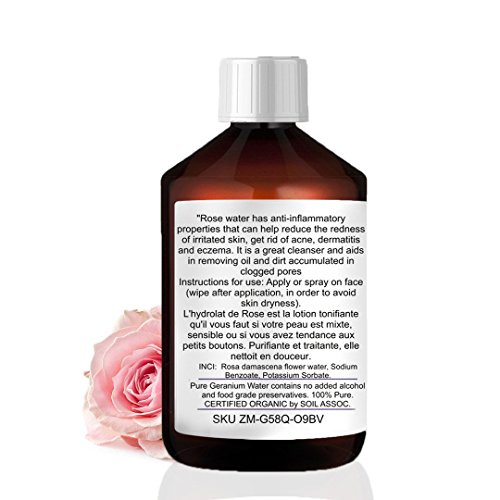 Agua Floral Puro Ecológico Hidrolato de Rosa ORGÁNICO Piel Sensible/Piel Madura 1000 ml