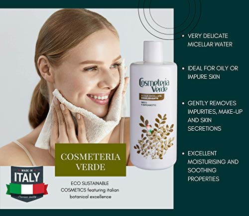 Agua Micelar Equilibrante Cosmeteria Verde - Remueve dulcemente las impurezas, las celulas muertas,las secreciones de la piel y el maquillaje sin algún residual.