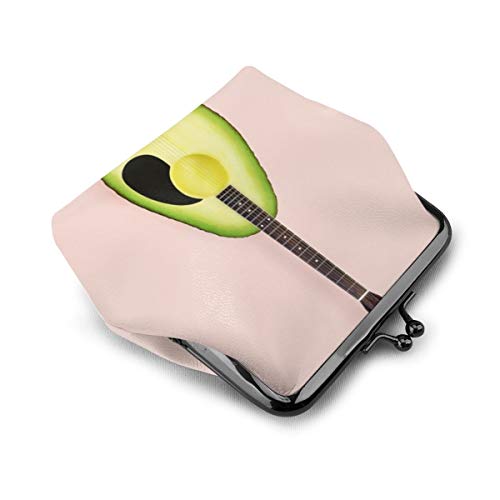 Aguacate Guitarras monedero cuero cambio monedero beso cierre mini cosméticos maquillaje bolsas para mujeres y niñas