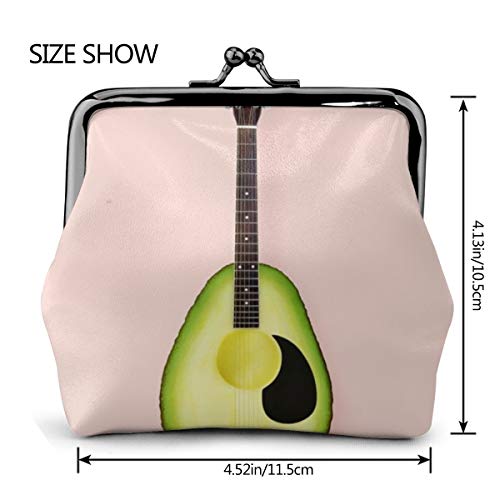 Aguacate Guitarras monedero cuero cambio monedero beso cierre mini cosméticos maquillaje bolsas para mujeres y niñas