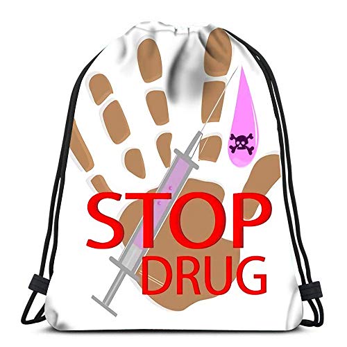 Ahdyr Mochila con cordón Bolsas La de impresión Palm Jeringa e inscripción en Pure Sport Storage Bolsa de poliéster para Gimnasio