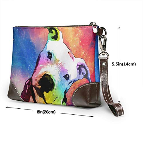 Ahdyr Monederos Carteras de teléfono de embrague Rainbow Pitbull Leather Small Wristlet Purses Handbag