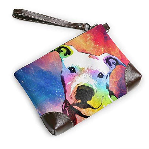 Ahdyr Monederos Carteras de teléfono de embrague Rainbow Pitbull Leather Small Wristlet Purses Handbag