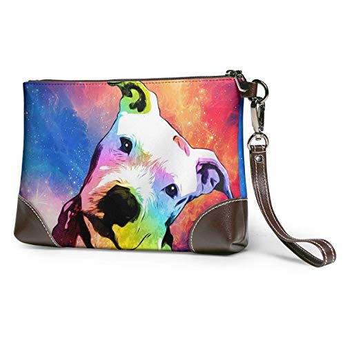 Ahdyr Monederos Carteras de teléfono de embrague Rainbow Pitbull Leather Small Wristlet Purses Handbag