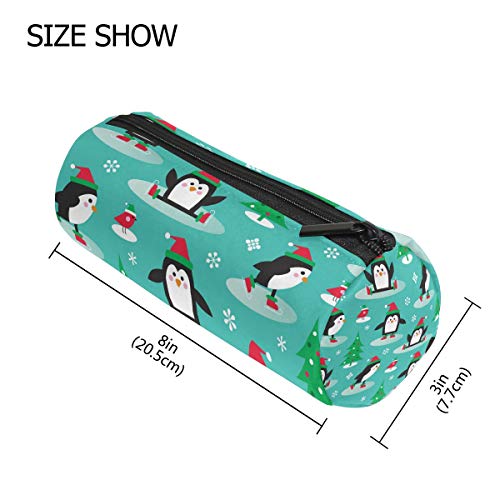 Ahomy Estuches de lápices Pingüinos en Patines Bolso de Lápices con Cremallera para Niñas y Niños, Bolsa de Maquillaje de Viaje para Mujer