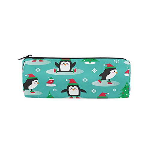 Ahomy Estuches de lápices Pingüinos en Patines Bolso de Lápices con Cremallera para Niñas y Niños, Bolsa de Maquillaje de Viaje para Mujer