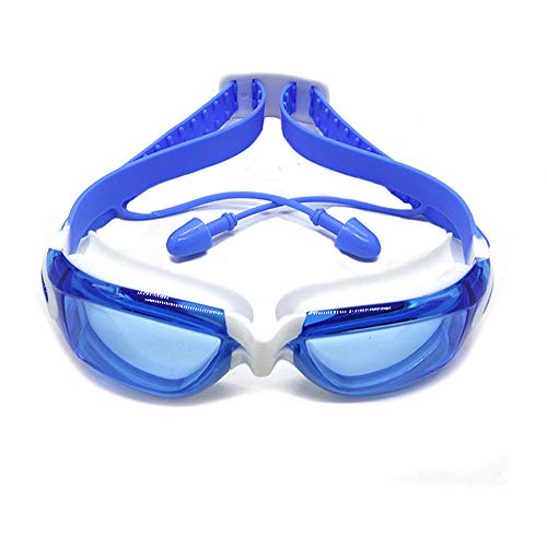 AHXN - Gafas de natación, policarbonato y policarbonato impermeables y antivaho de silicona para adultos, hombres, mujeres, jóvenes, niños, lentes de protección azul
