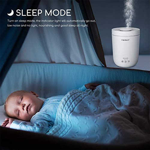 Aigostar Misty-2,2L Humidificador de aire Ultrasónico,Difusor de aceites esenciales para Bebés,temporizador 8 horas,Modo Reposo y apagado Automático,2 niveles nebulización, iluminación LED 7 colores