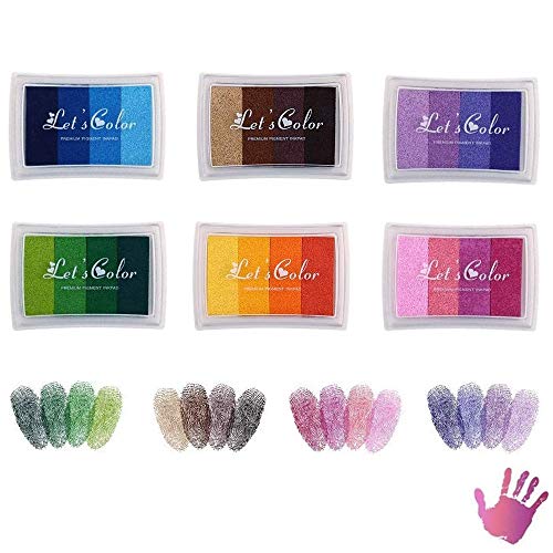 AILANDA 24 Colores Almohadillas de Tinta para Niños Lavable Rainbow Finger Ink Pad para utilizar Con los Dedos Tarjetas Para Manualidades Sellos de Caucho