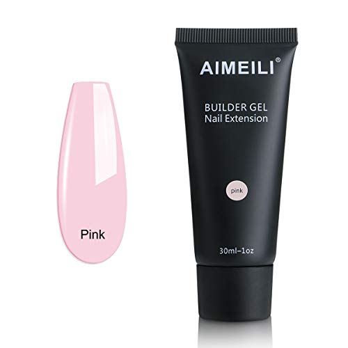 AIMEILI Builder Gel Nail Extensión Esmaltes Semipermanentes de Uñas Gel Construcción Consejos para uñas Rápida Molde Finger UV LED - Pink (30ml 1oz)