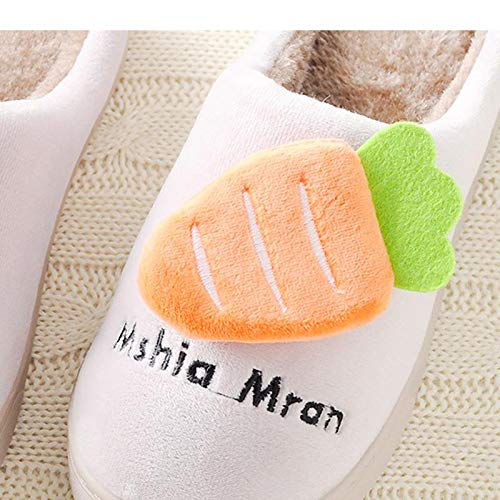 Aimfor 1Par Zapatillas De Algodón De Dibujos Animados Pequeños Conejito Blanco Zanahoria Niños Antideslizantes Espuma De Memoria Casa Zapatos Apto para Mirar Televisión, Jugar con Familia Gris 22-23