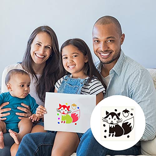 AirSMall 16 PCS Plantillas de Dibujo Infantil, Plantillas de Pintura Animal Plástico Reutilizable Manualidades Decoración Manual Regalo de cumpleaños para Niños Arte DIY Tarjeta Scrapbooking Blanco