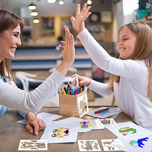 AirSMall 16 PCS Plantillas de Dibujo Infantil, Plantillas de Pintura Animal Plástico Reutilizable Manualidades Decoración Manual Regalo de cumpleaños para Niños Arte DIY Tarjeta Scrapbooking Blanco