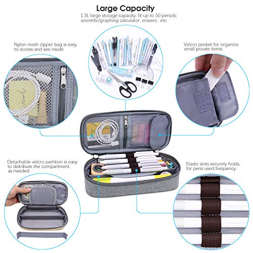 AiscoolAZB - Estuche para lápices de gran capacidad, gran capacidad para guardar bolígrafos, estuche, organizador de artículos de papelería con cremallera para la escuela y suministros de oficina