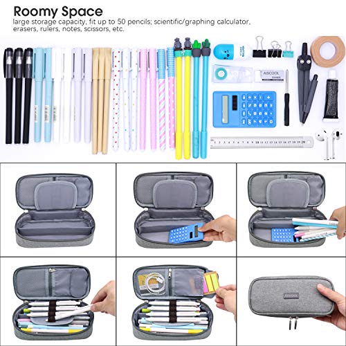 AiscoolAZB - Estuche para lápices de gran capacidad, gran capacidad para guardar bolígrafos, estuche, organizador de artículos de papelería con cremallera para la escuela y suministros de oficina