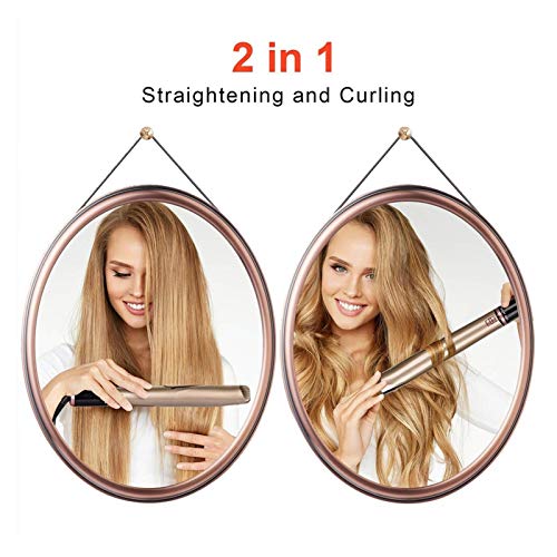 aiyu Tiza para el Cabello Maquillaje 2 en 1 Rodillo Recto de Doble Uso Multifuncional enderezadora Trenzado Espiral Rizado palillo del Pelo Rizado LCD portátil Stick Cabello (Plug Standard : EU)