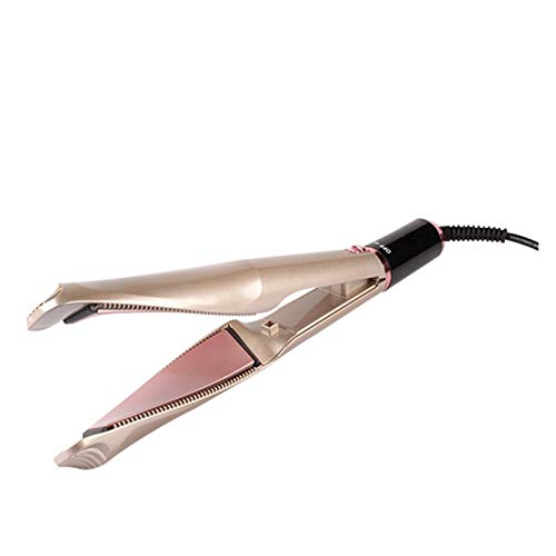 aiyu Tiza para el Cabello Maquillaje 2 en 1 Rodillo Recto de Doble Uso Multifuncional enderezadora Trenzado Espiral Rizado palillo del Pelo Rizado LCD portátil Stick Cabello (Plug Standard : EU)