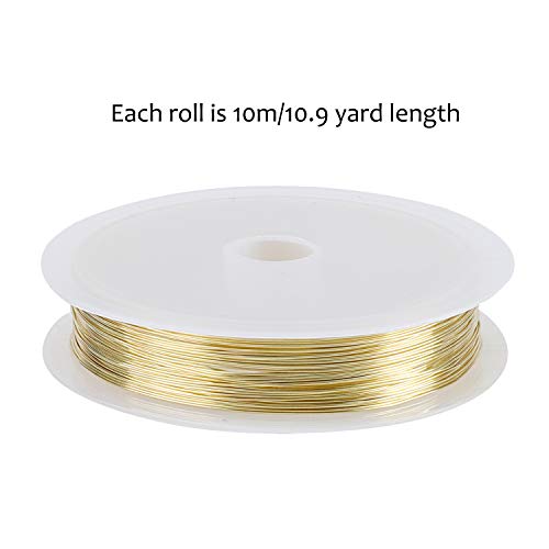 Alambre Manualidades de Cobre Cable la Joyería para Rebordear Metálico Accesorios de hacer bisutería para Diseño de Bisutería de 0,4 mm/26gauge para Niño DIY artesanía 10.9 yardas/rodar (10 colores)