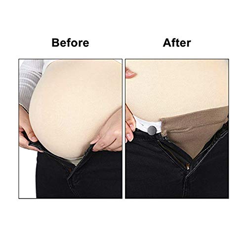 Alargador de Cintura para Embarazadas. Adapta tu Ropa de Siempre a Ropa para Embarazo y Premama Extensión de Cintura Ajustable para Mujeres Embarazadas, 8 Piezas (Negro, Azul y Caqui)