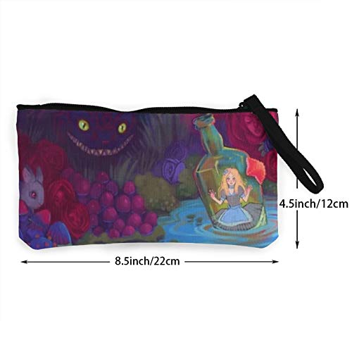 Alicia en el país de las maravillas Monedero de viaje Bolsa de maquillaje Clip RFID cremallera bolsa de efectivo para estudiantes mujeres y hombres